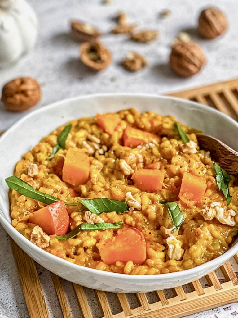 Veganes Kürbis-Risotto - cremig, einfach &amp; lecker