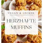 Vegane herzhafte Muffins mit knuspriger Käsekruste - Pin.