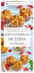 Vegane Johannisbeermuffins mit Streuseln auf Tellern-Pin