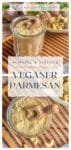 Veganer Parmesan aus Cashewnüssen und Hefeflocken in einem Glas-Pin.